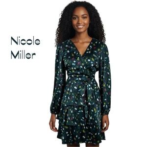 Anthropologie Nicole Miller Green Ruffled Dress NWT Size S
